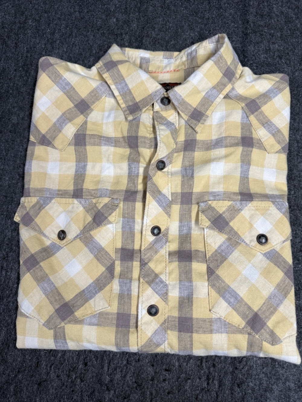 Patagonia Yellow and Gray Plaid Western Shirt - Picture 8 of 8